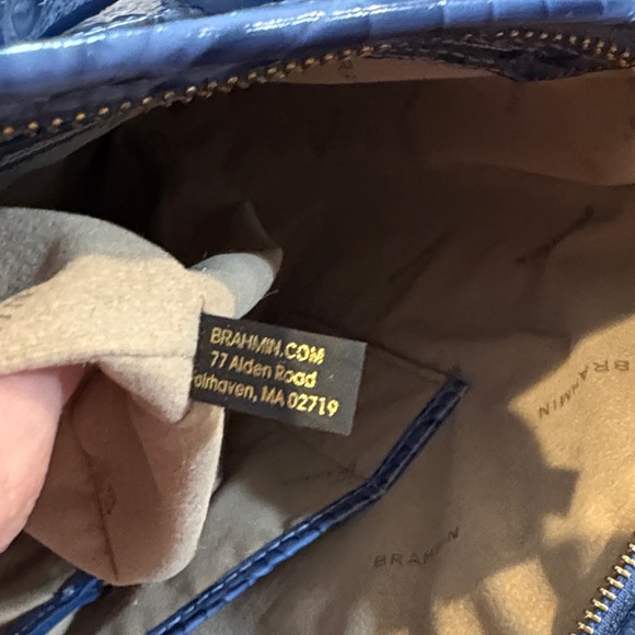 Brahmin Blue Croc-Embossed Tote - Picture 9 of 9